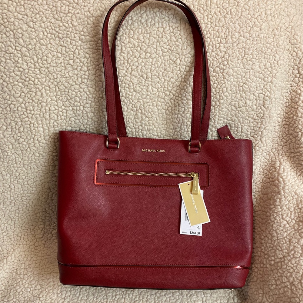 Michael Kors Saffiano Red Leather Tote